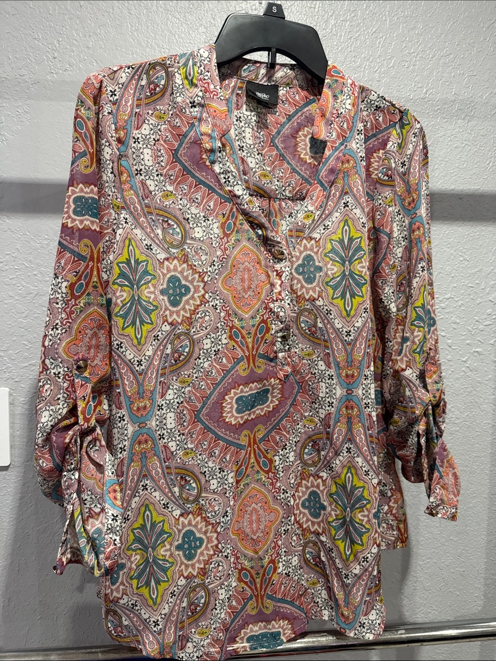 Mossimo Supply Co. Paisley V-Neck Tunic - Pink, Green, Teal